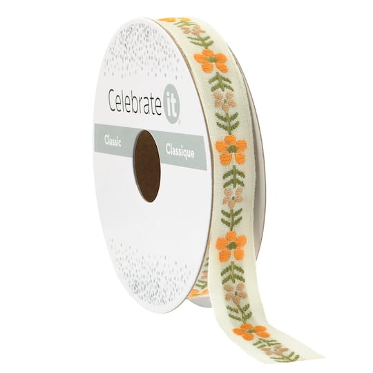 1/2" x 7yd. Yellow Jacquard Ribbon by Celebrate It® Classic